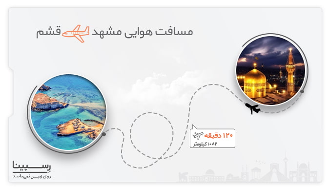 مسافت و مدت زمان پرواز مشهد به قشم